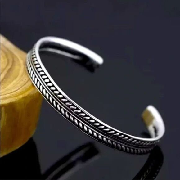 Vintage style 925 sterling silver cuff bracelet Unisex - Picture 4 of 16